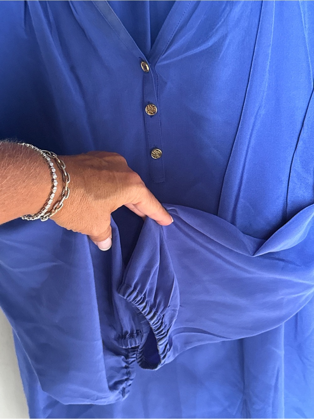 Lilly Pulitzer Elsa Silk Blouse in Brilliant Blue size Medium EUC - Picture 5 of 6